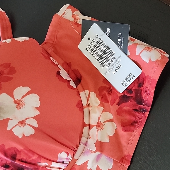 Underwire Push-Up Plunge Swim Top Floral Jasmine Blossoms - Picture 5 of 6